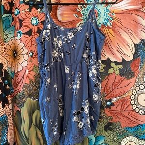 Kendall Kylie Linen Blue Romper